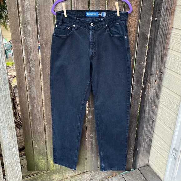 Levi’s Vintage 90’s Silver Tab Relaxed Barrel Leg Jean Black w/ Blue Undertone - Picture 1 of 16